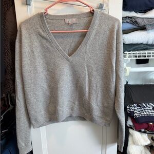 J Crew 100% cashmere gray cropped sweater XS